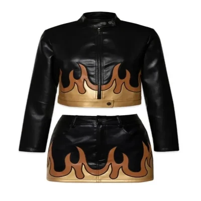 2-Piece Flamed Pattern Leather Set